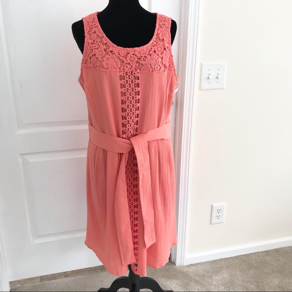 ✴️ IsaacMizrahi Live Coral Lace Detail Dress 18W NWT